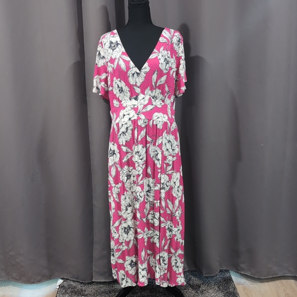 LOFT Pink and White Floral Dress